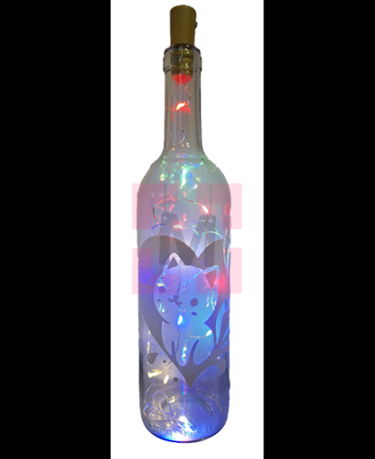 ❤ Fles met lampjeskurk 'kat'